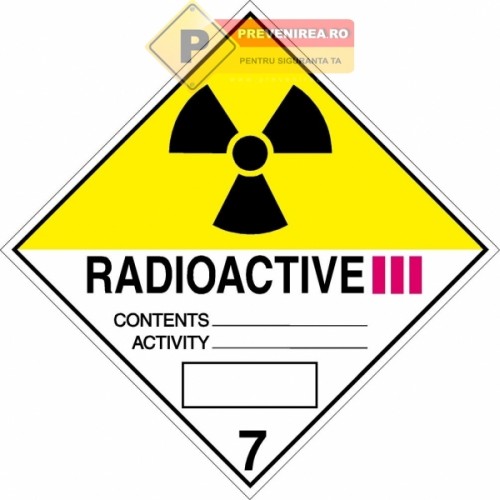 Semne pentru materiale radioactive Categoria III 
