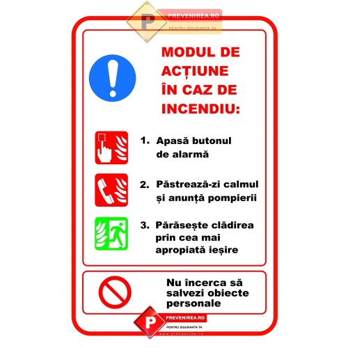 Indicatoare pentru prevenirea in caz de incendiu.