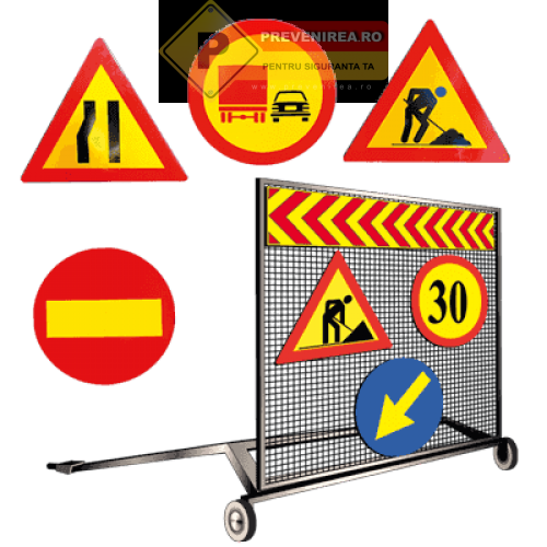 Panou cu indicatoare rutiere pentru lucrari 